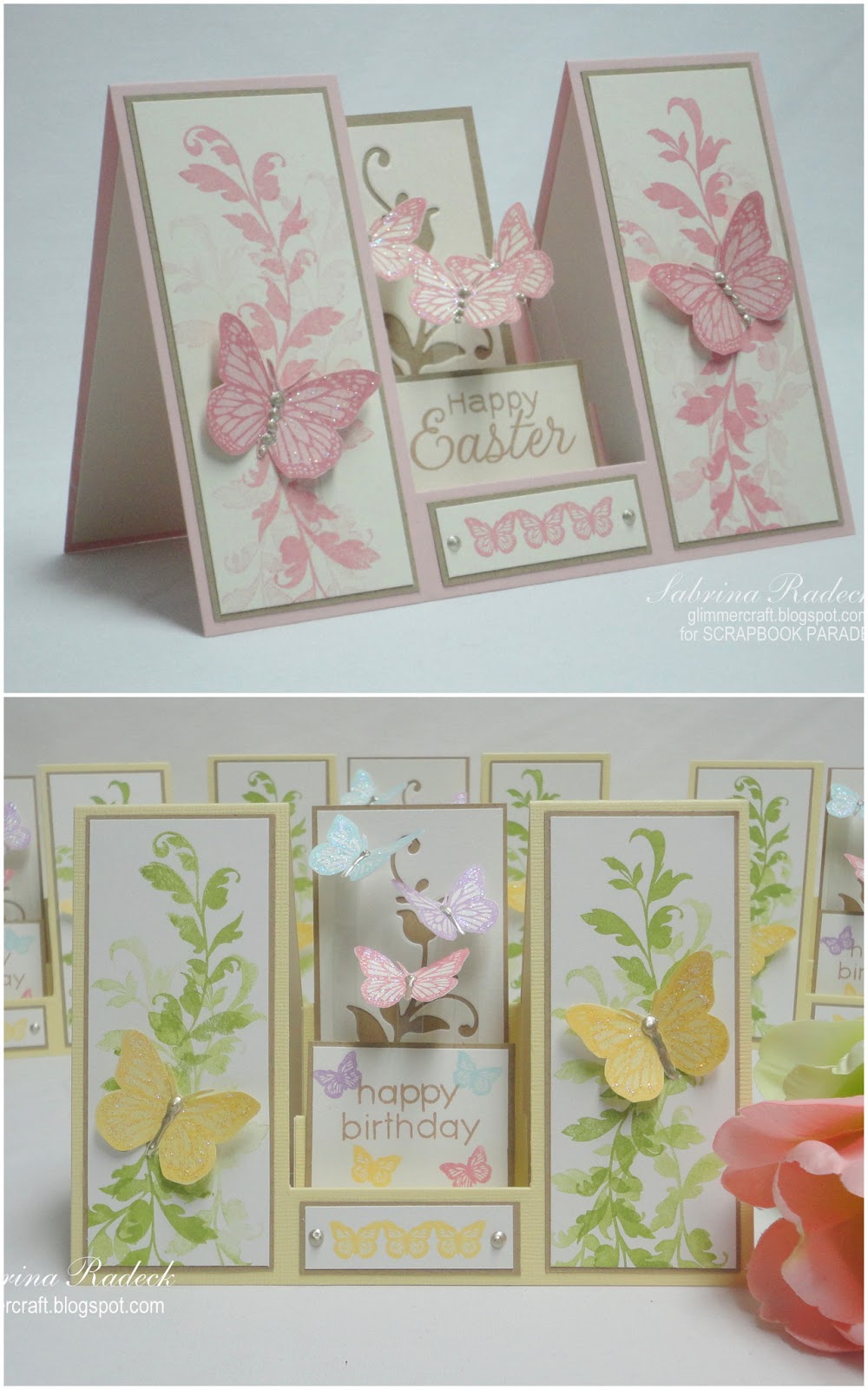 a pretty pic of a folding card that has folded layers for a 3-d effect